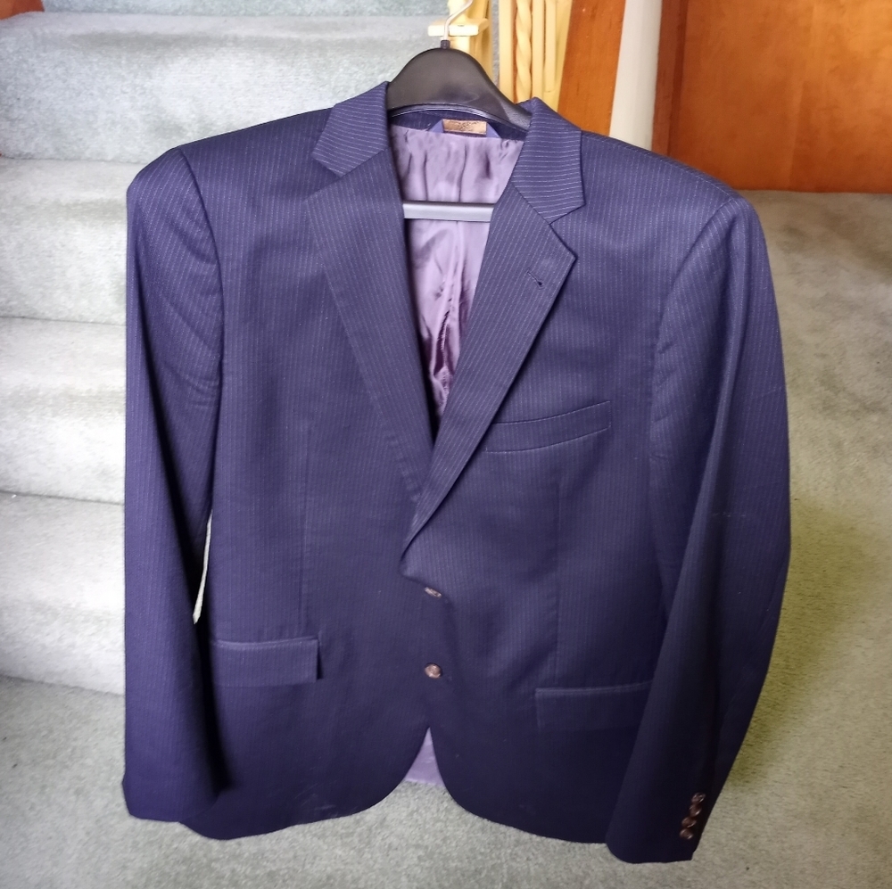 Mens 44L "846" Brooks Brothers-Blue Pin Striped